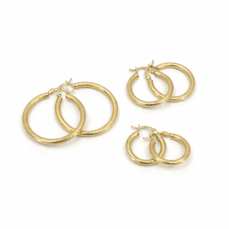 Classic Gold Hoop Earrings Set 10k - A&G Jewelry - Earrings