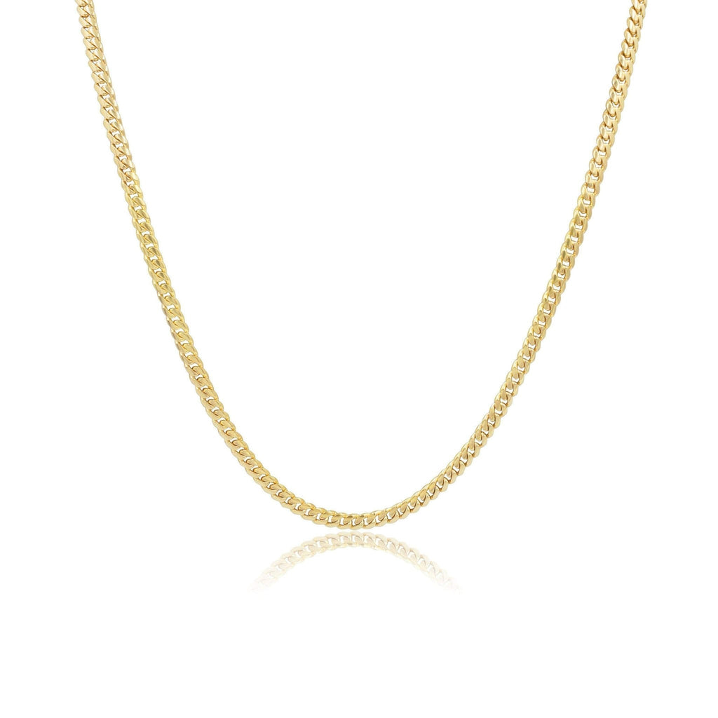 4mm Solid Machine-Made Cuban Link Chain – Gold - A&G Jewelry - Machine-made Cuban Link Necklace