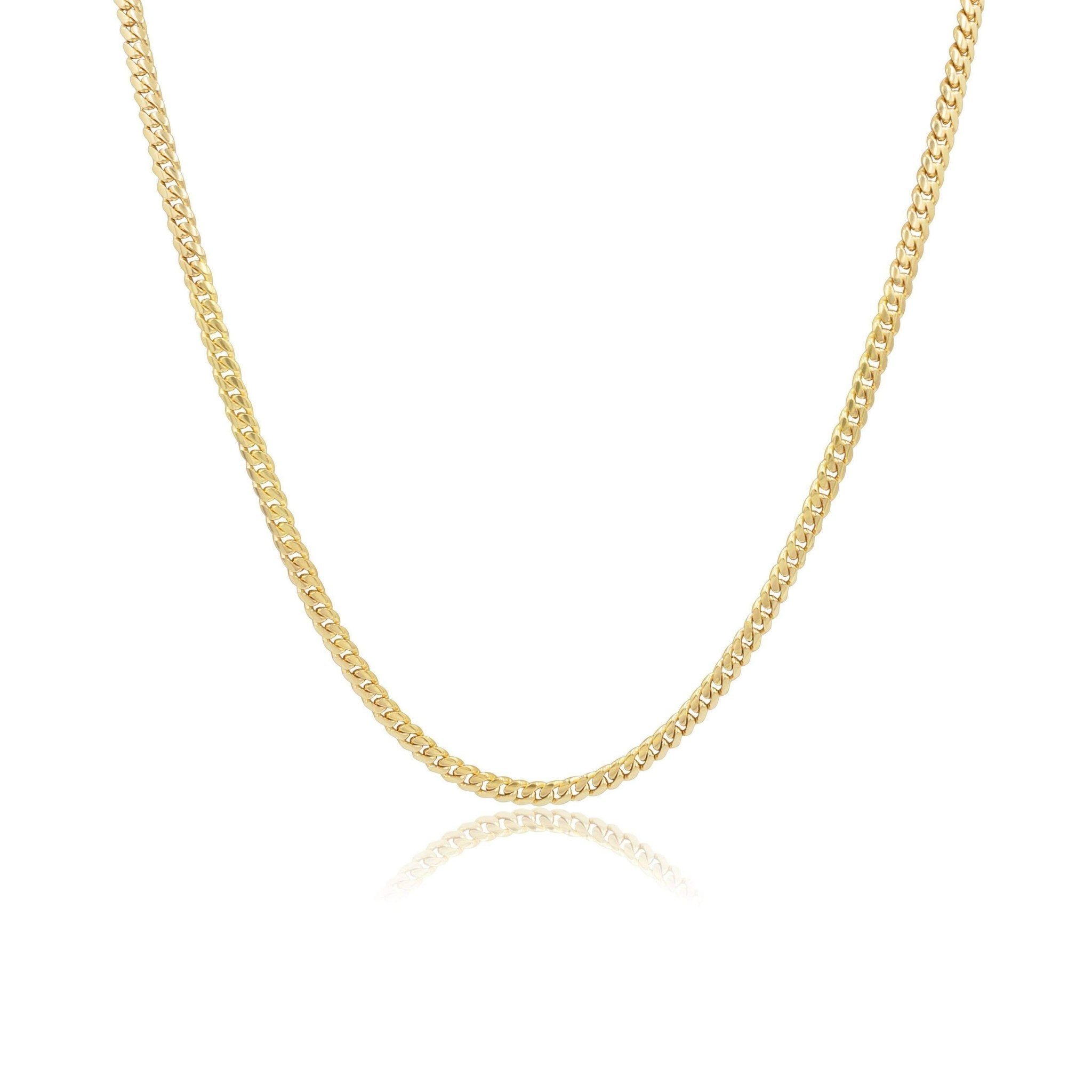 4mm Solid Machine-Made Cuban Link Chain – Gold - A&G Jewelry - Machine-made Cuban Link Necklace