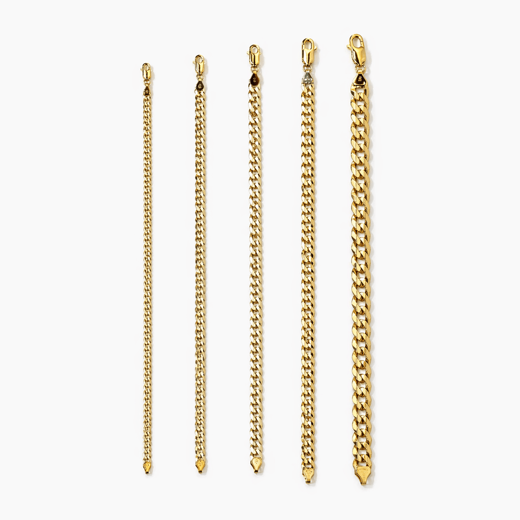 10K Yellow Gold Flat Curb Link Bracelet - Men's Bracelet