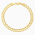 10K Yellow Gold Flat Curb Link Bracelet - Men's Bracelet