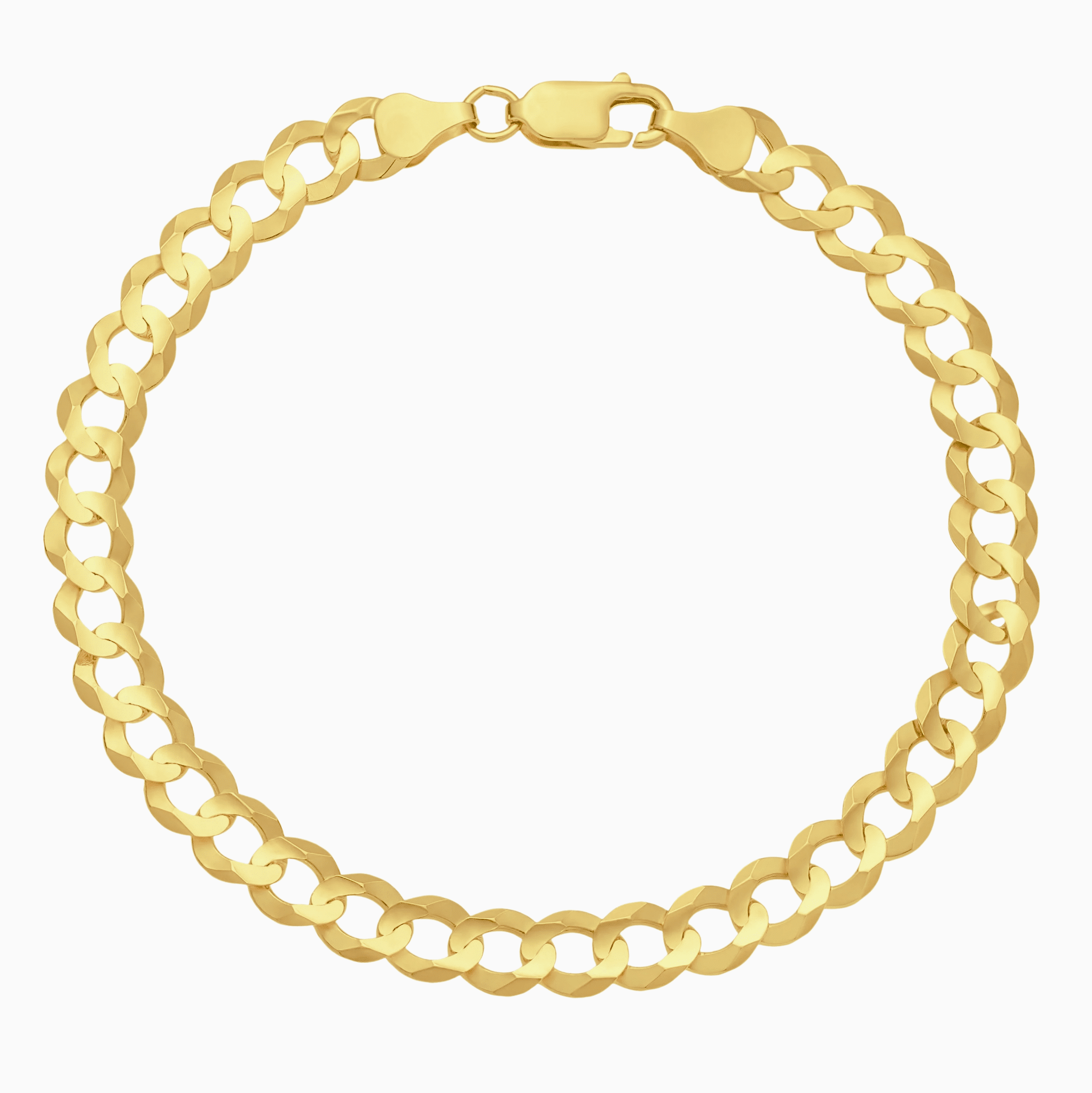 10K Yellow Gold Flat Curb Link Bracelet - Men's Bracelet