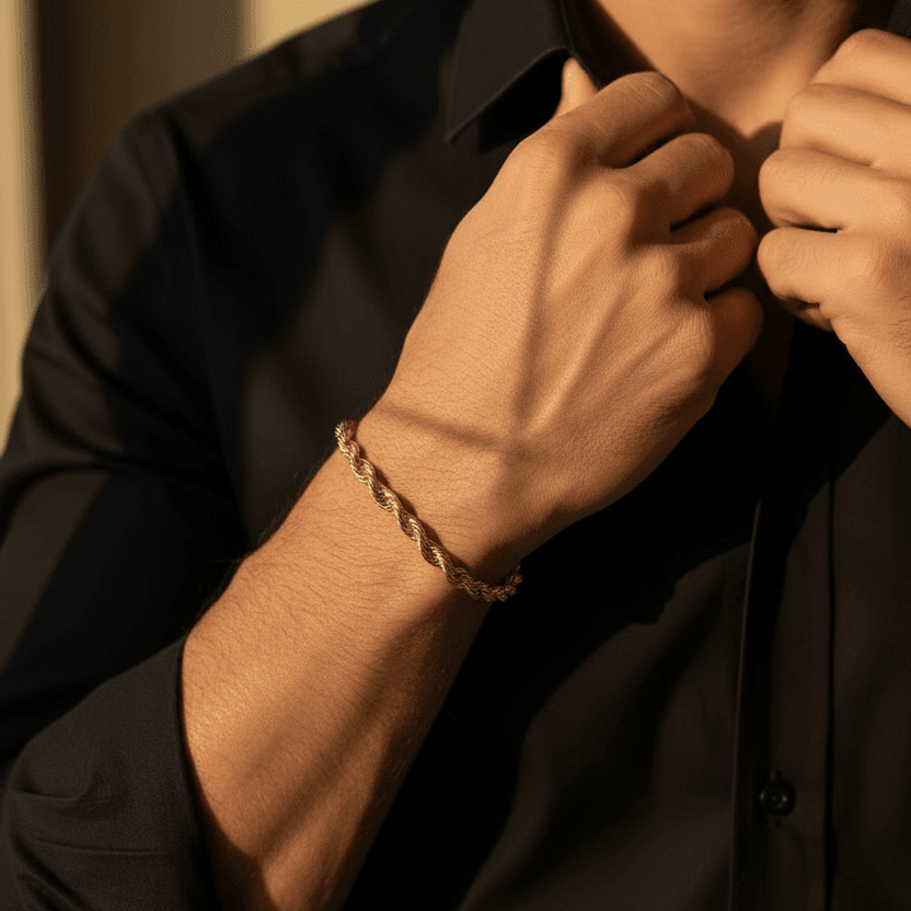 10K Yellow Gold Rope Bracelet - Men's Bracelet