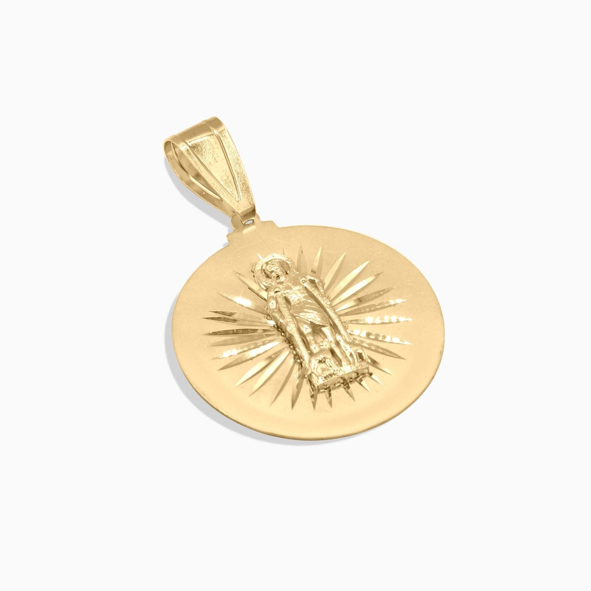 10K Gold Round Saint Lazarus Medal Pendant – Religious Jewelry - A&G Jewelry - Pendants