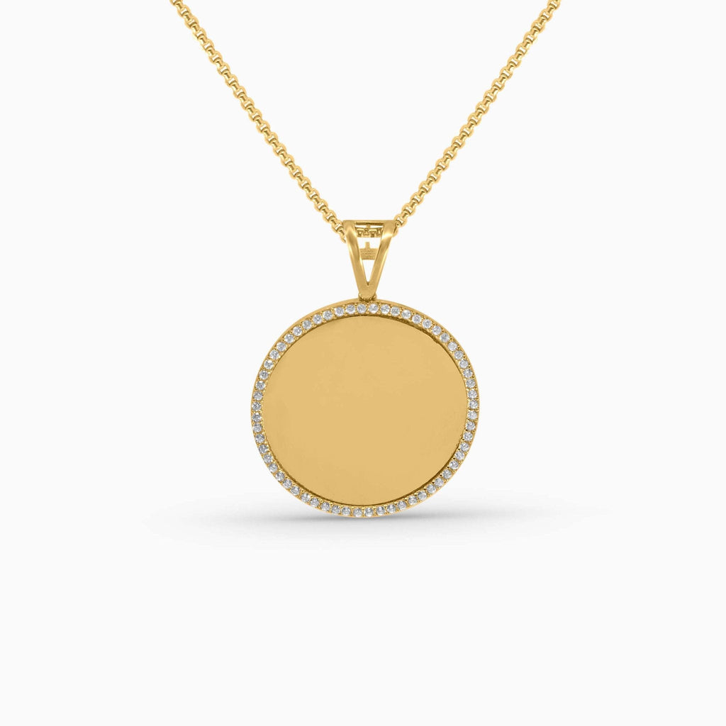 Gold Circle Medallion –Memory Pendant with Stone Frame in 10k - A&G Jewelry - Pendants