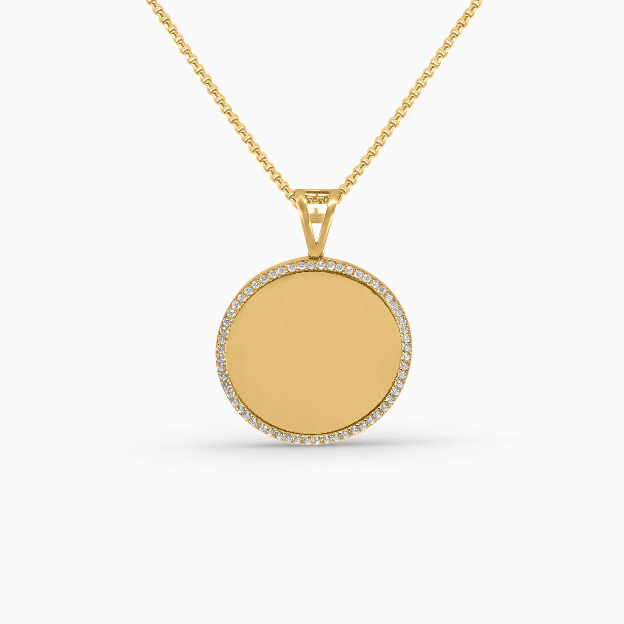 Gold Circle Medallion –Memory Pendant with Stone Frame in 10k - A&G Jewelry - Pendants