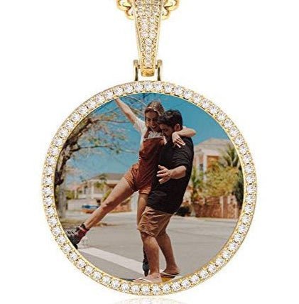 Gold Heart Pendant – Engravable or Picture with Stone Border in 14k - Pendants - Laurita Jewelry