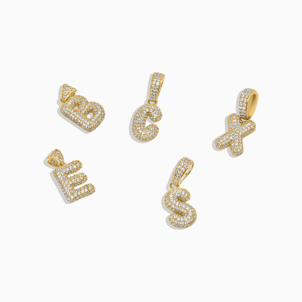 Gold Letter Pendants – Iced Initial Charms (A-Z) in 10k - A&G Jewelry - Pendants