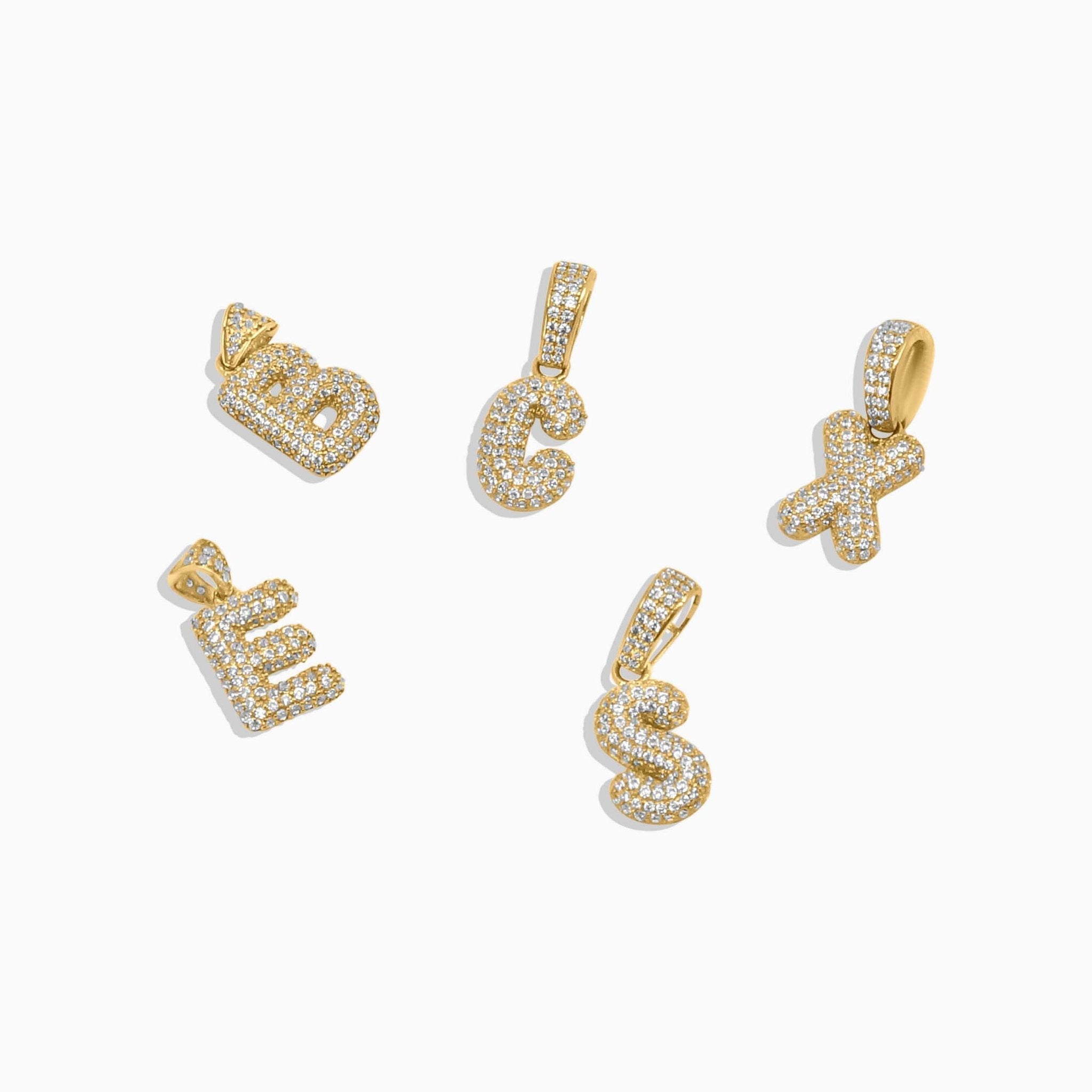Gold Letter Pendants – Iced Initial Charms (A-Z) in 10k - A&G Jewelry - Pendants