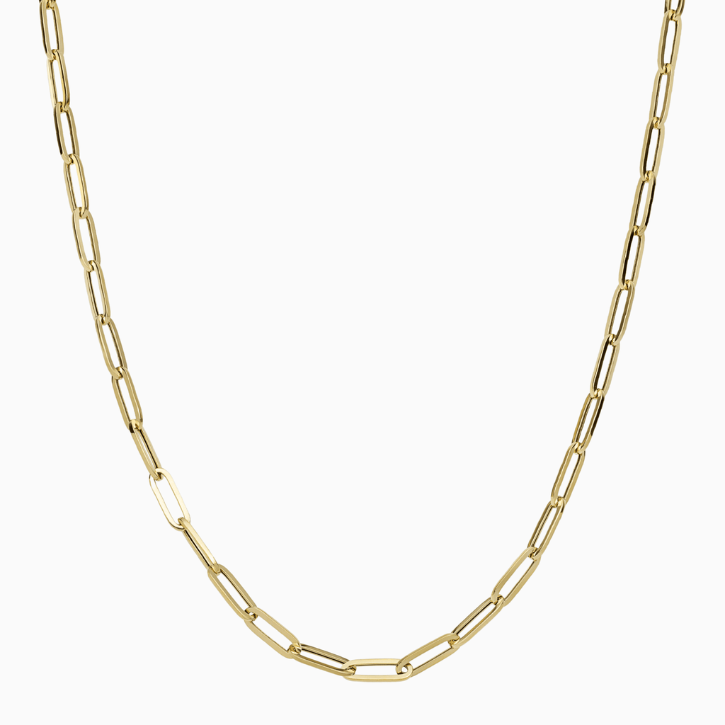 10K Hallow Gold Paper Clip Chain - A&G Jewelry - Women's Necklace
