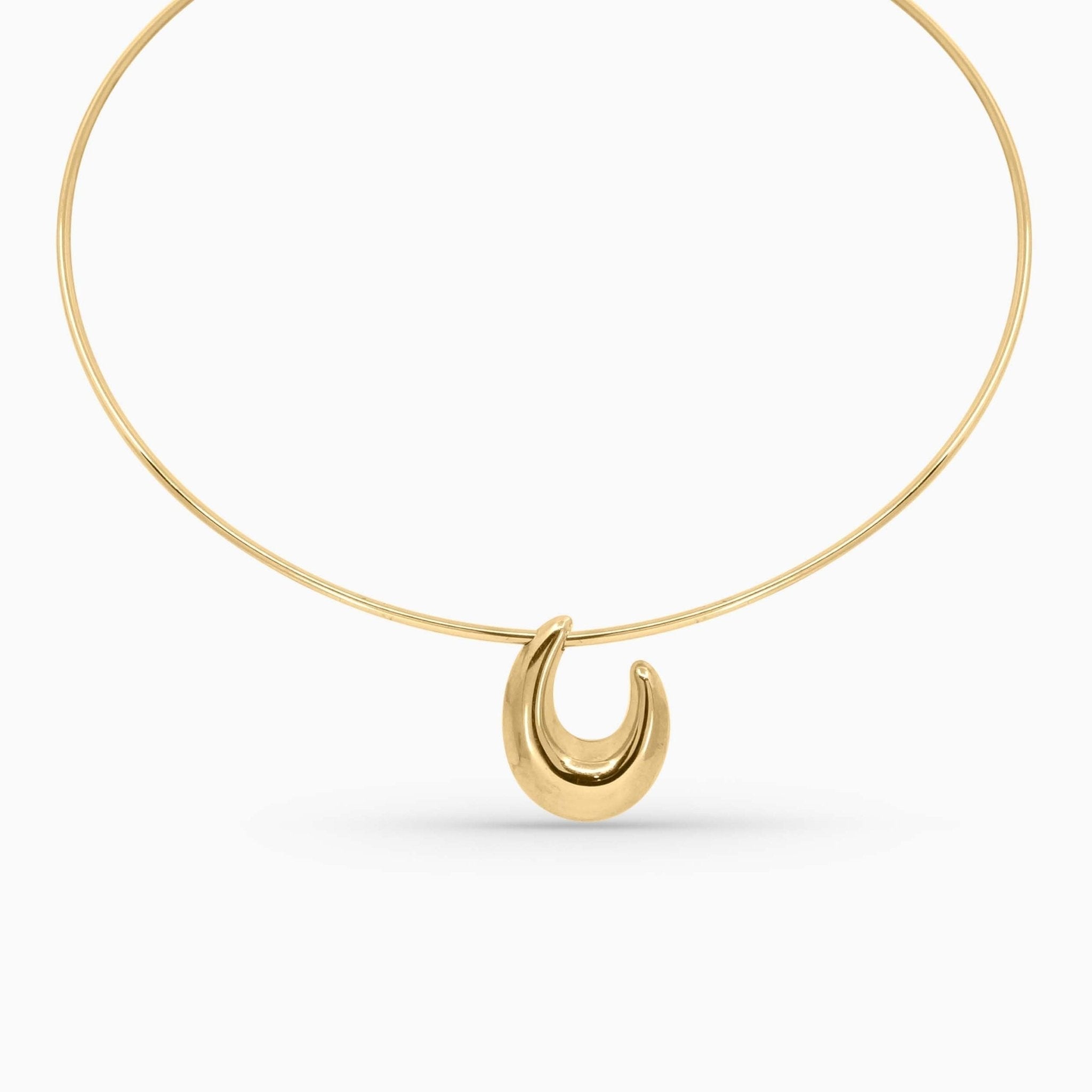 Half Moon Pendant with Gold Necklace in 10k - A&G Jewelry - Women's Necklace