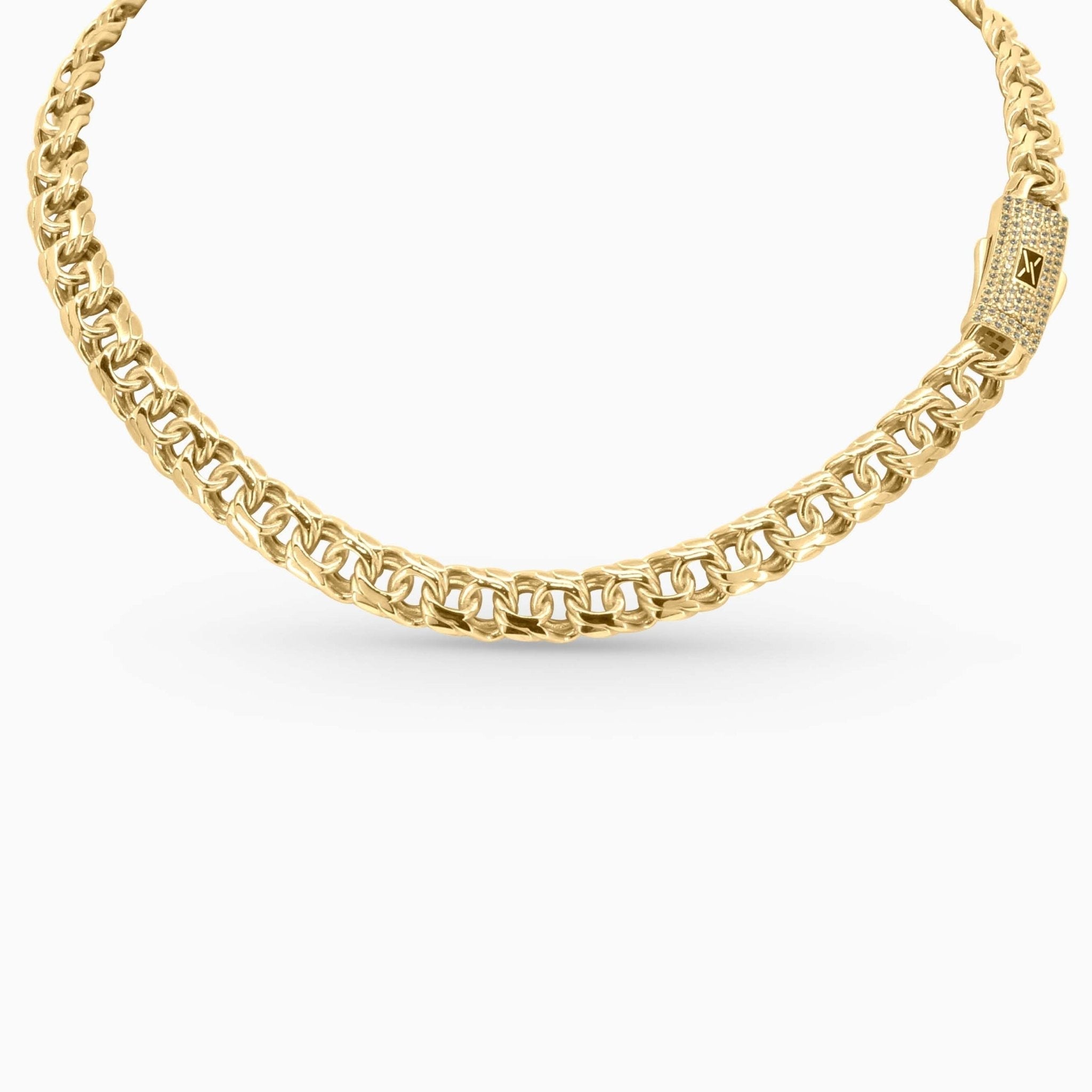 Monaco X Gold Chino Link Choker – Iced Sleek Clasp in 10K - A&G Jewelry - Women's Necklace